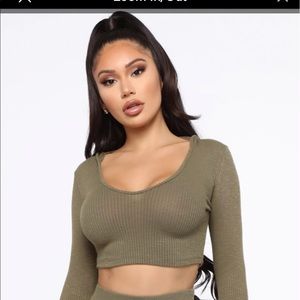 Fashion nova wonderlust crop hoodie olive size XS.